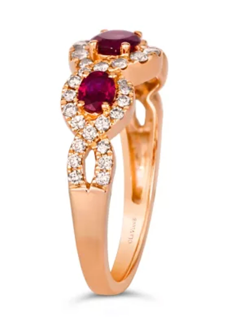 Ring featuring 3/4 cts. Passion Ruby®, 3/8 cts. Nude Diamonds™ set in 14K Strawberry Gold®