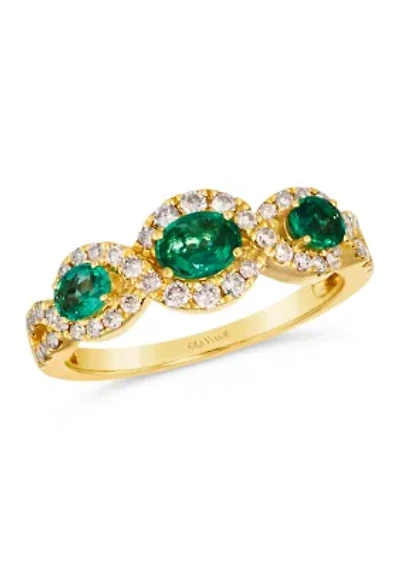 Ring featuring 5/8 cts. Costa Smeralda Emeralds™, 3/8 cts. Nude Diamonds™ set in 14K Honey Gold™