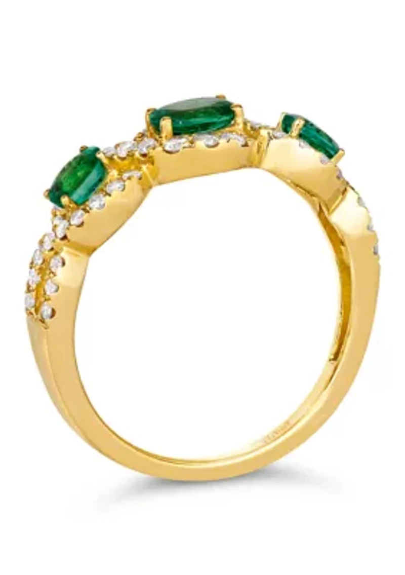 Ring featuring 5/8 cts. Costa Smeralda Emeralds™, 3/8 cts. Nude Diamonds™ set in 14K Honey Gold™
