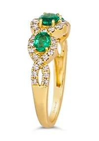 Ring featuring 5/8 cts. Costa Smeralda Emeralds™, 3/8 cts. Nude Diamonds™ set in 14K Honey Gold™
