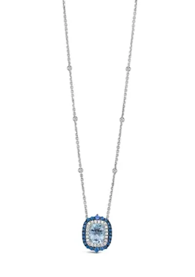 2.5 ct. t.w. Sea Blue Aquamarine®, 5/8 ct. t.w. Blueberry Sapphire™, 3/8 ct. t.w. Vanilla Diamonds® , Chocolate Diamonds® Necklace in 14K Vanilla Gold®