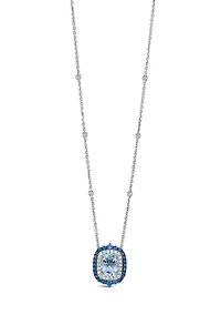 2.5 ct. t.w. Sea Blue Aquamarine®, 5/8 ct. t.w. Blueberry Sapphire™, 3/8 ct. t.w. Vanilla Diamonds® , Chocolate Diamonds® Necklace in 14K Vanilla Gold®