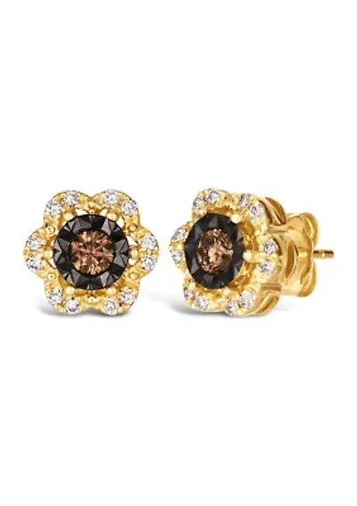 Diamond Illusion 3/8 ct. t.w. Diamond Flower Stud Earrings in 14K Yellow Gold