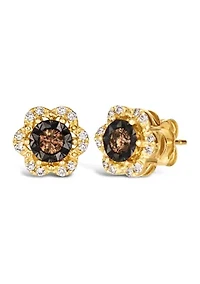 Diamond Illusion 3/8 ct. t.w. Diamond Flower Stud Earrings in 14K Yellow Gold