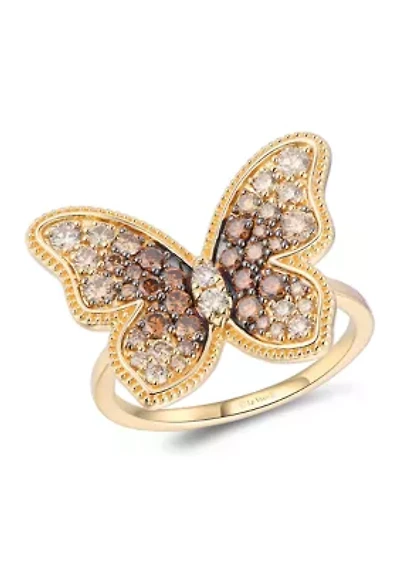 7/8 ct. t.w. Chocolate Ombré Diamonds®, 1/10 ct. t.w. Nude Diamonds™ Ombré Ring in 14K Honey Gold™