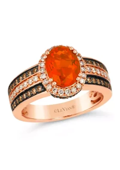 1 ct. t.w. Neon Tangerine Fire Opal®, 1/3 Nude Diamonds™, 3/8 Chocolate Diamonds® Ring 14K Strawberry Gold®