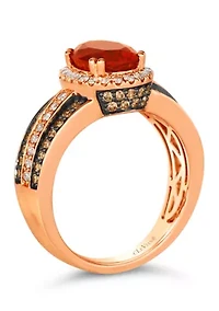 1 ct. t.w. Neon Tangerine Fire Opal®, 1/3 Nude Diamonds™, 3/8 Chocolate Diamonds® Ring 14K Strawberry Gold®