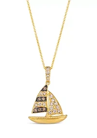 1/4 ct. t.w. Nude Diamonds™, 1/15 ct. t.w. Chocolate Diamonds® Sailboat Pendant Necklace in 14K Honey Gold™