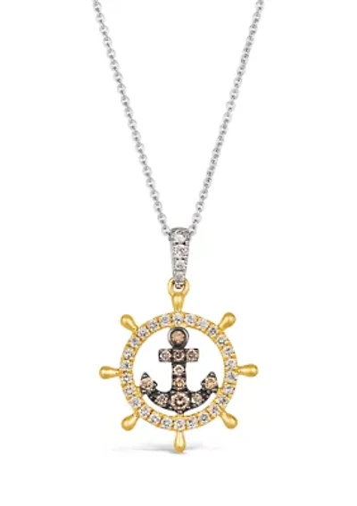 1/4 ct. t.w. Nude Diamonds™, 1/10 ct. t.w. Chocolate Diamonds® Anchor Pendant Necklace in 14K Two Tone Gold