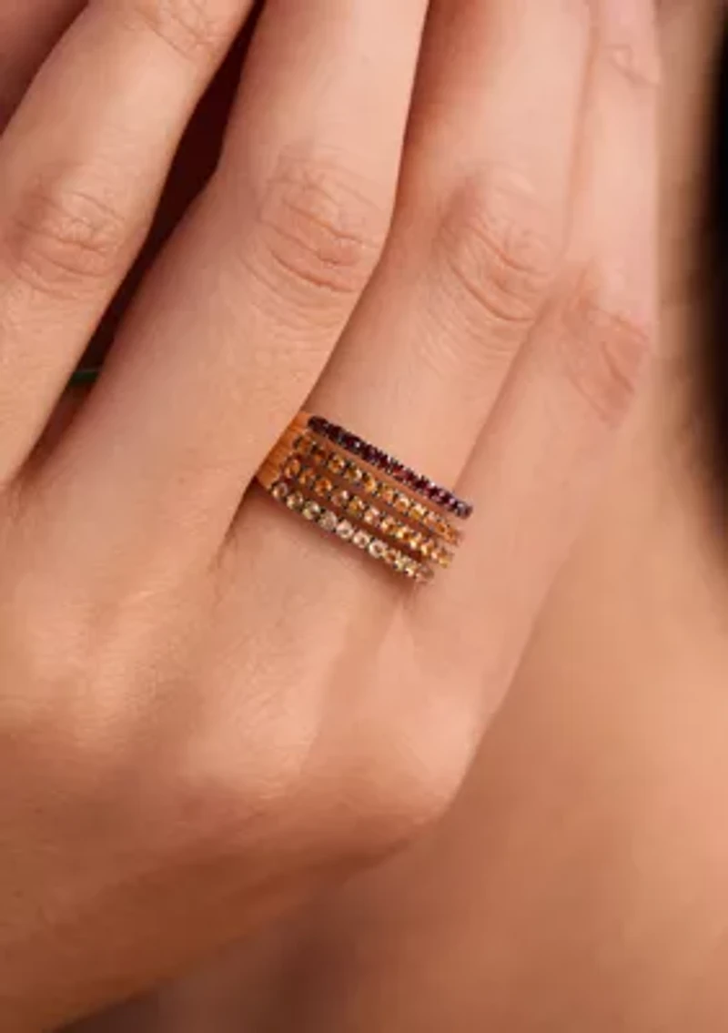 1/3 ct. t.w. Pomegranate Garnet™, 1/3 ct. t.w. Dark Spessartite, 1/3 ct. t.w. Light Spessartite, 1/4 ct. t.w. Light Citrine Multi Band Ring in 14K Strawberry Gold®