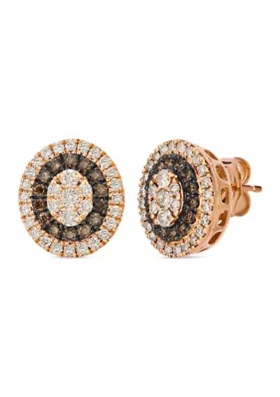 5/8 ct. t.w. Nude Diamonds™, 1/3 ct. t.w. Chocolate Diamonds® Stud Earrings in 14K Strawberry Gold®