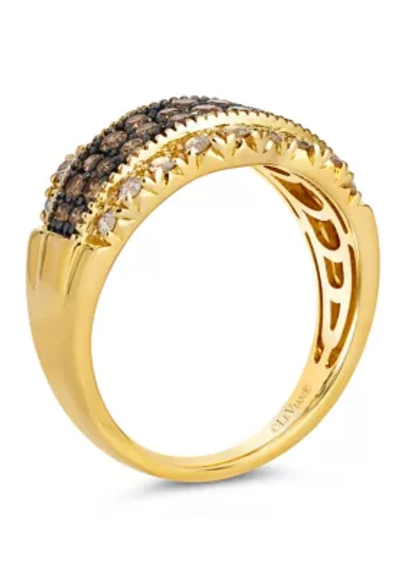 1/2 ct. t.w. Chocolate Diamonds®, 1/3 ct. t.w. Nude Diamonds™ Band Ring in 14K Honey Gold™