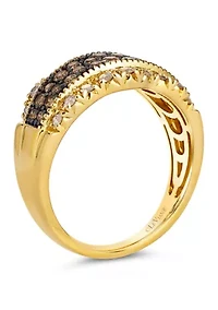 1/2 ct. t.w. Chocolate Diamonds®, 1/3 ct. t.w. Nude Diamonds™ Band Ring in 14K Honey Gold™
