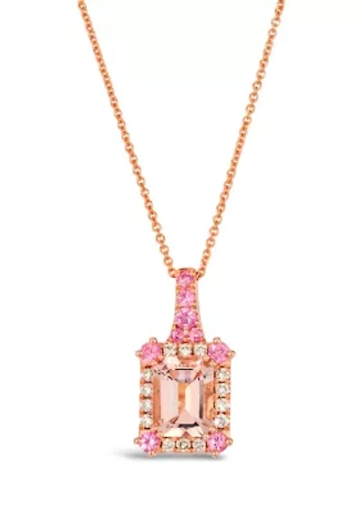 Pendant featuring 1.25 ct. t.w. Peach Morganite™, 1/3 ct. t.w. Bubble Gum Pink Sapphire™, 1/6 ct. t.w. Nude Diamonds™ set in 14K Strawberry Gold®