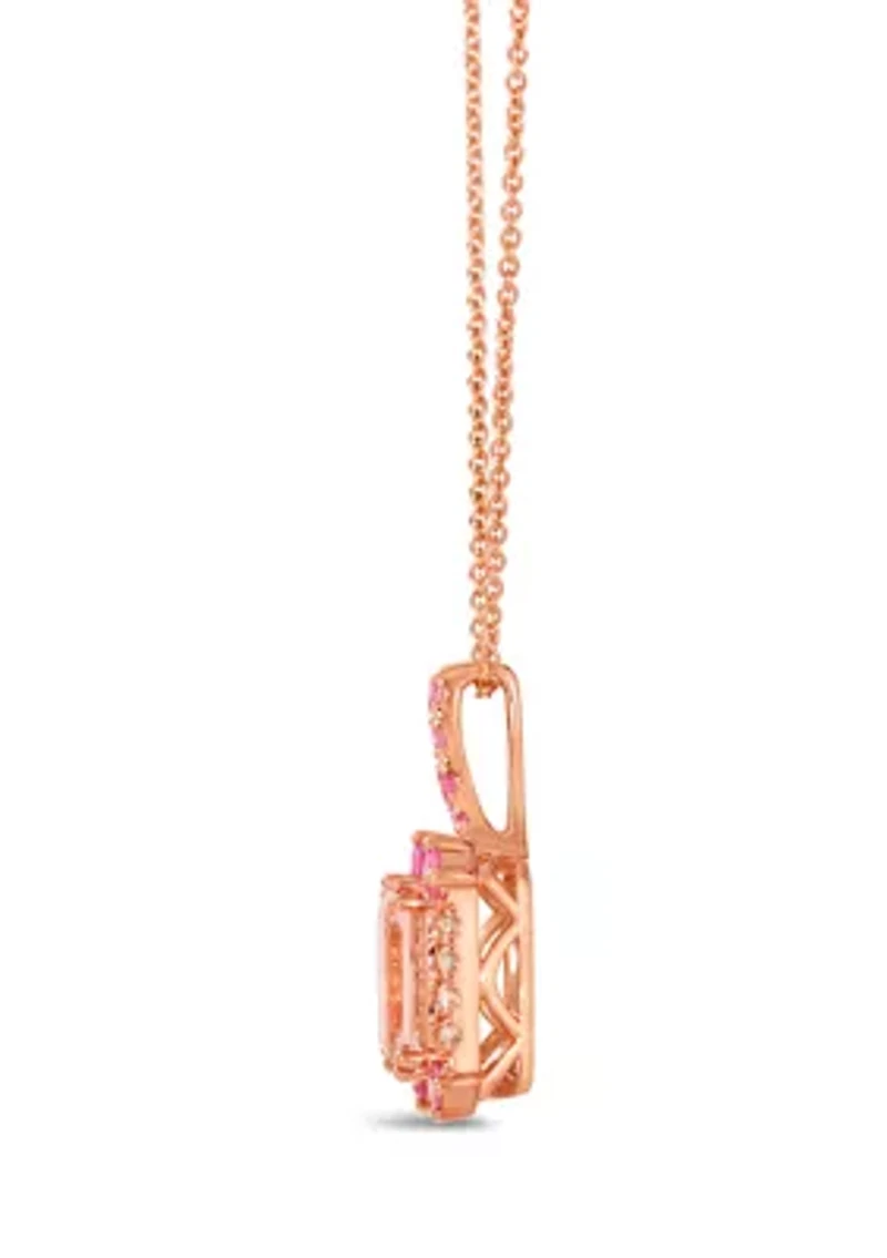 Pendant featuring 1.25 ct. t.w. Peach Morganite™, 1/3 ct. t.w. Bubble Gum Pink Sapphire™, 1/6 ct. t.w. Nude Diamonds™ set in 14K Strawberry Gold®