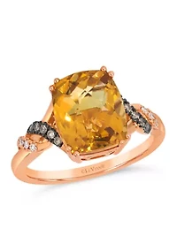 Ring featuring 4 cts. Cinnamon Citrine®, 1/20 cts. Chocolate Diamonds®, Nude Diamonds™ set in 14K Strawberry Gold®