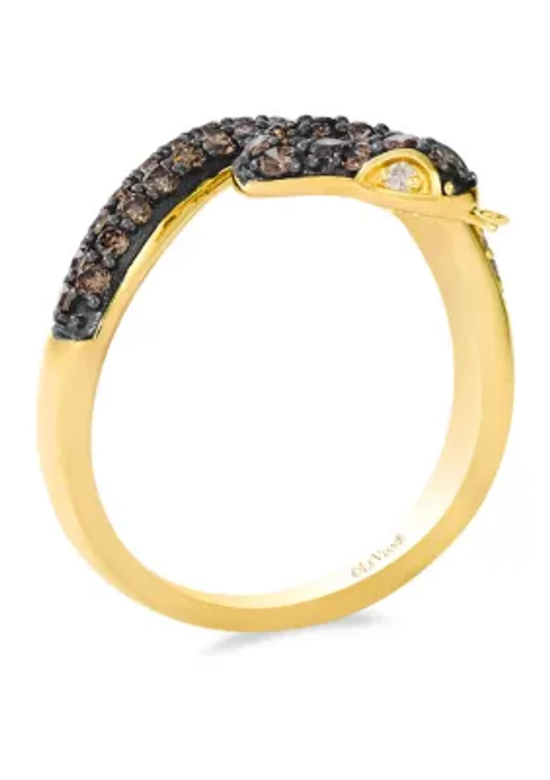 5/8 ct. t.w. Chocolate Diamonds®, 1/10 ct. t.w. Nude Diamonds™ Snake Ring in 14K Honey Gold™
