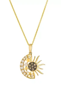 1/4 ct. t.w. Nude Diamonds™, 1/8 ct. t.w. Chocolate Diamonds® Sun and Moon Pendant Necklace in 14K Honey Gold™