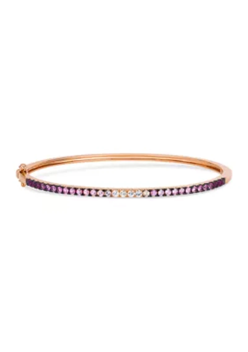1 ct. t.w. Pink Ombré Sapphire, 1/6 ct. t.w. White Ombré Sapphire Bangle Bracelet in 14K Strawberry Gold®