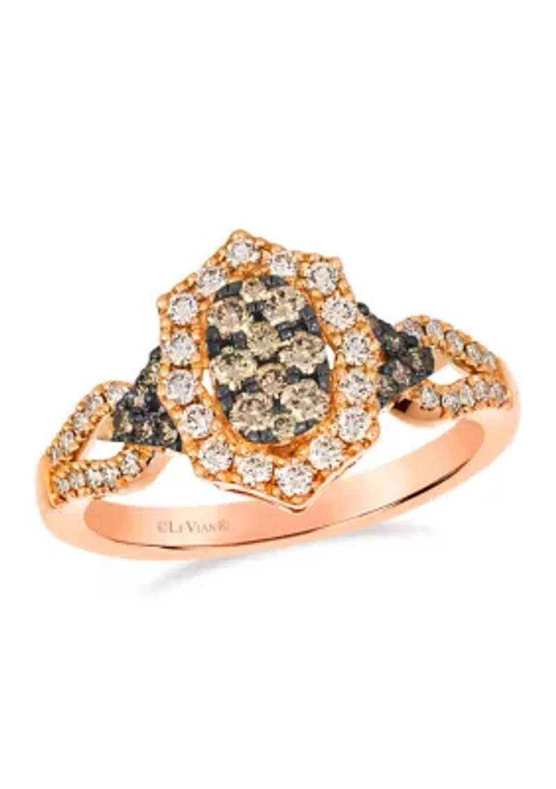 Ring featuring 1/3 ct. t.w. Chocolate Diamonds®, 1/3 ct. t.w. Nude Diamonds™ set in 14K Strawberry Gold®