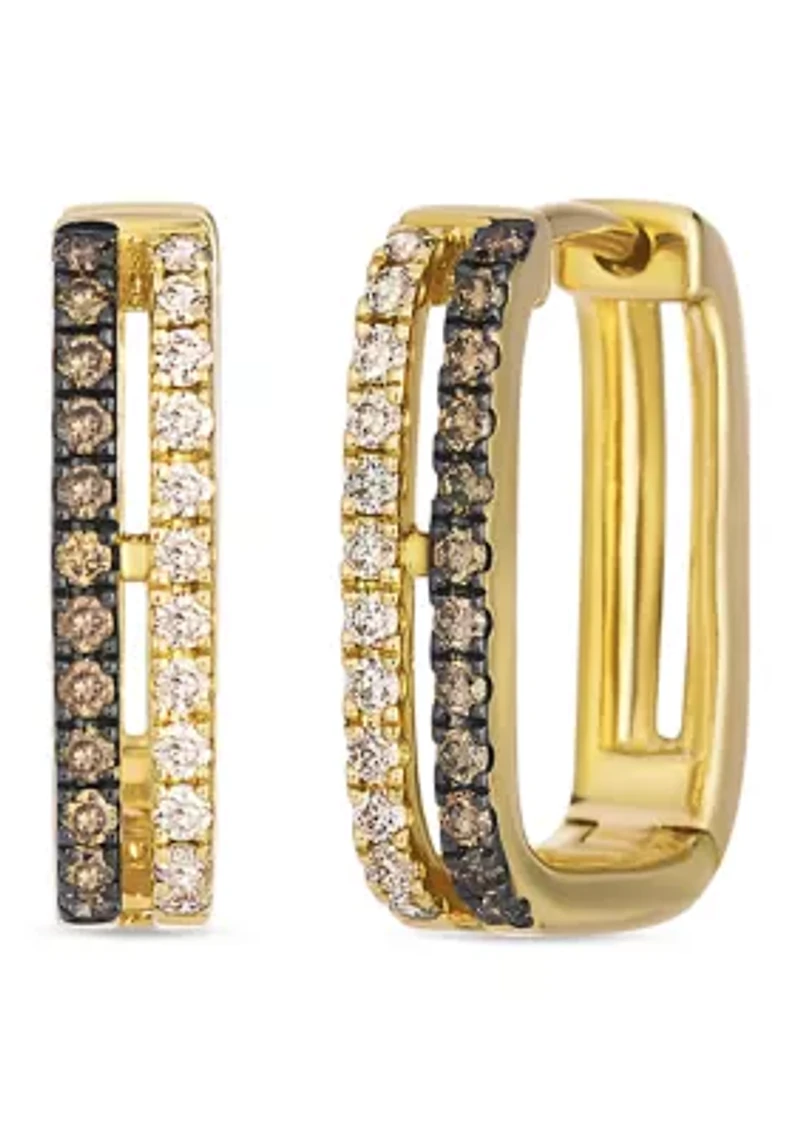 Earrings featuring 1/5 ct. t.w. Chocolate Diamonds®, 1/6 ct. t.w. Nude Diamonds™ set in 14K Honey Gold™