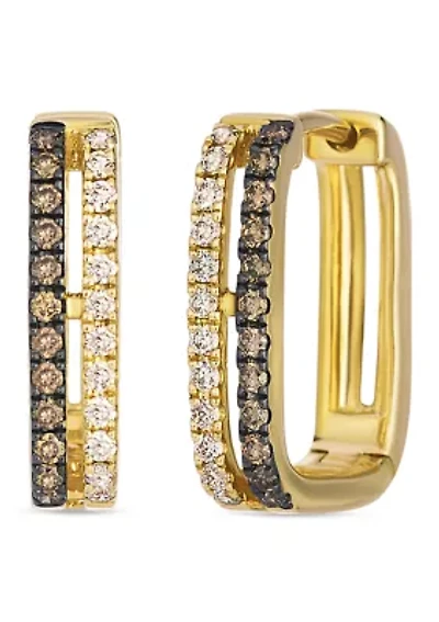 Earrings featuring 1/5 ct. t.w. Chocolate Diamonds®, 1/6 ct. t.w. Nude Diamonds™ set in 14K Honey Gold™