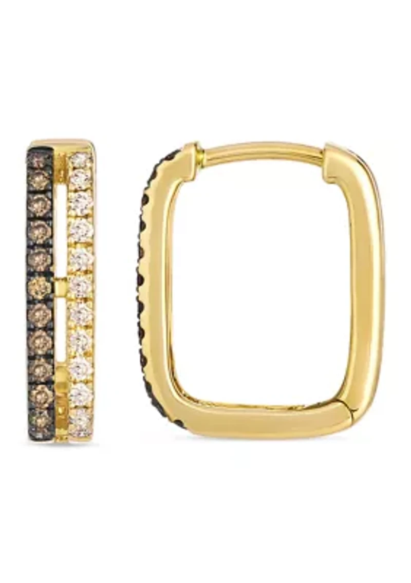 Earrings featuring 1/5 ct. t.w. Chocolate Diamonds®, 1/6 ct. t.w. Nude Diamonds™ set in 14K Honey Gold™