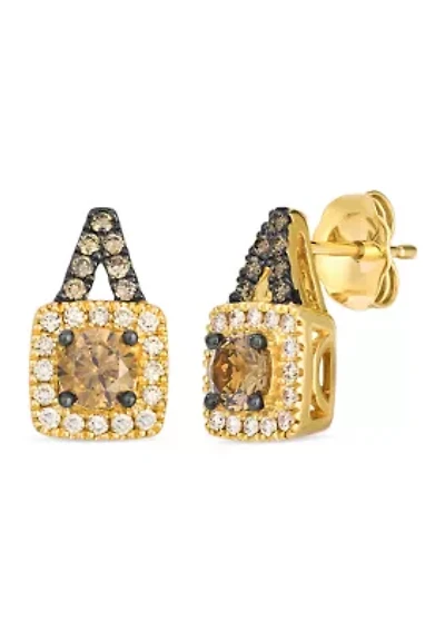Earrings featuring 5/8 ct. t.w. Chocolate Diamonds®, 1/5 ct. t.w. Nude Diamonds™ set in 14K Honey Gold™