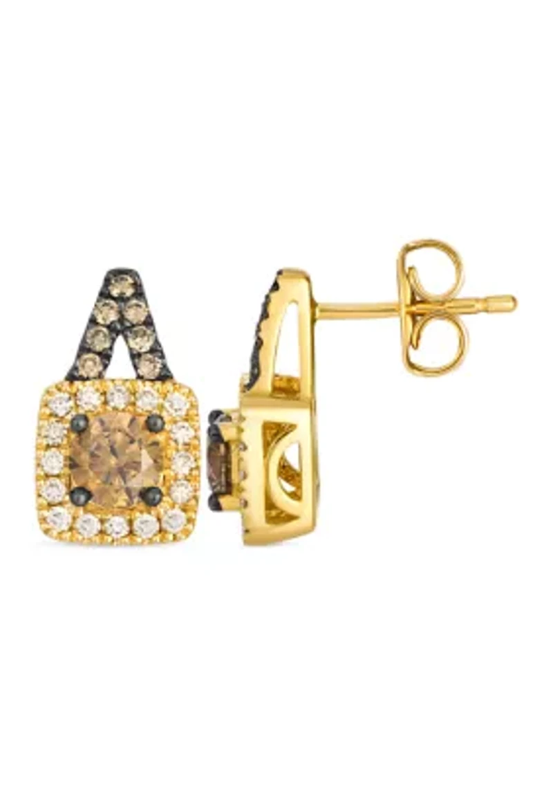 Earrings featuring 5/8 ct. t.w. Chocolate Diamonds®, 1/5 ct. t.w. Nude Diamonds™ set in 14K Honey Gold™