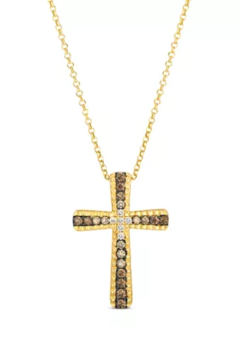 Ombre®  Cross Pendant featuring 3/4 ct. t.w. Chocolate Ombré® Diamonds set in 14K Honey Gold™