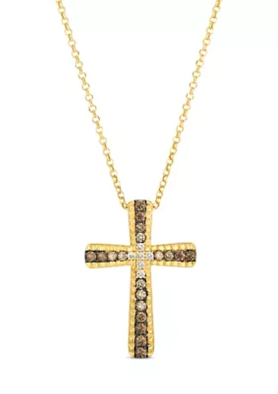 Ombre®  Cross Pendant featuring 3/4 ct. t.w. Chocolate Ombré® Diamonds set in 14K Honey Gold™
