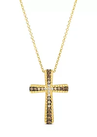 Ombre®  Cross Pendant featuring 3/4 ct. t.w. Chocolate Ombré® Diamonds set in 14K Honey Gold™