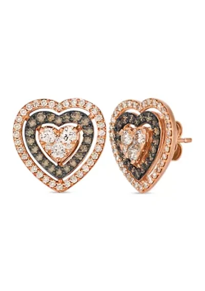  Earrings featuring 7/8 ct. t.w. Nude Diamonds™, 3/8 ct. t.w. Chocolate Diamonds® set in 14K Strawberry Gold®