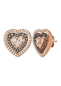  Earrings featuring 7/8 ct. t.w. Nude Diamonds™, 3/8 ct. t.w. Chocolate Diamonds® set in 14K Strawberry Gold®
