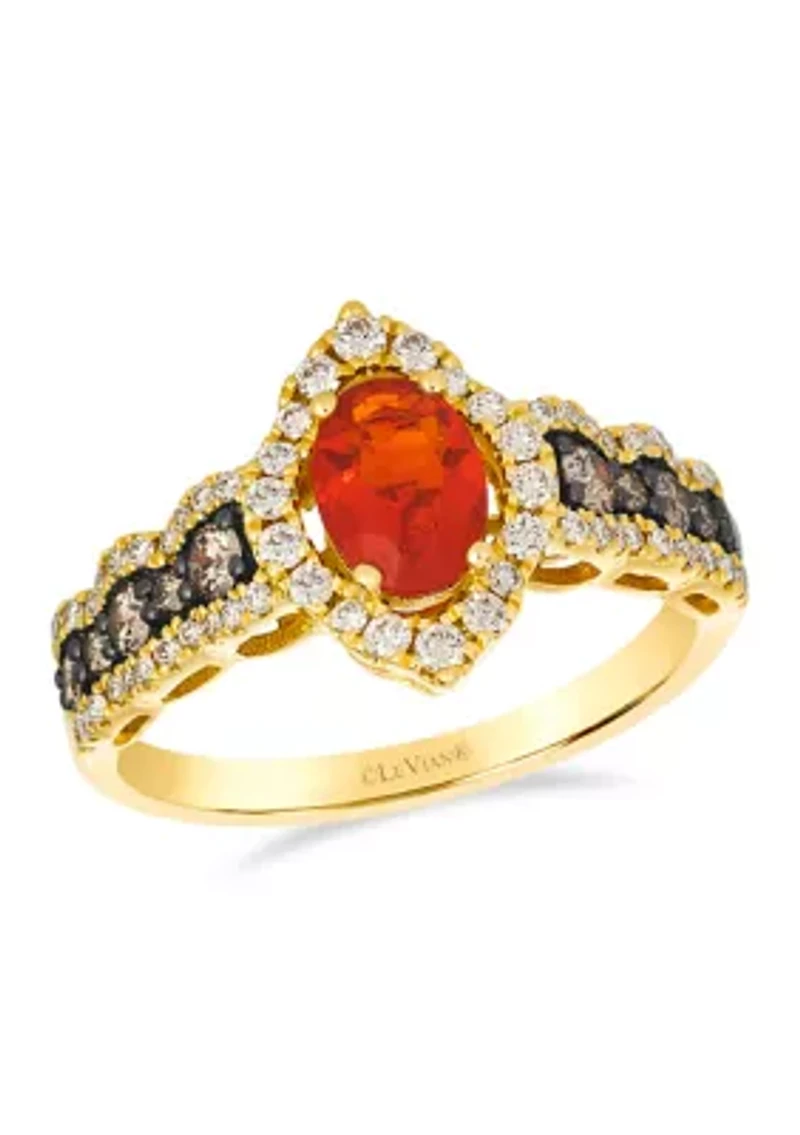 Ring featuring 3/8 ct. t.w. Neon Tangerine Fire Opal®, 1/3 ct. t.w. Chocolate Diamonds®, 1/3 ct. t.w. Nude Diamonds™ set in 14K Honey Gold™