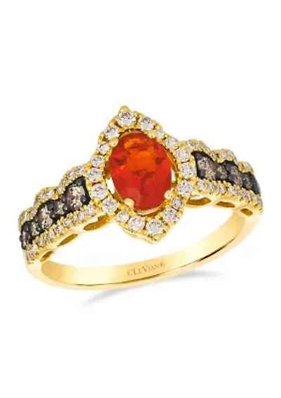 Ring featuring 3/8 ct. t.w. Neon Tangerine Fire Opal®, 1/3 ct. t.w. Chocolate Diamonds®, 1/3 ct. t.w. Nude Diamonds™ set in 14K Honey Gold™