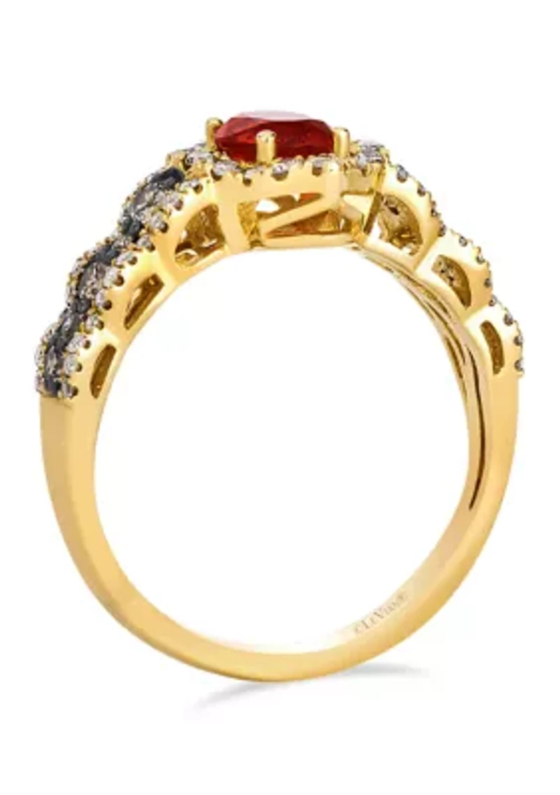 Ring featuring 3/8 ct. t.w. Neon Tangerine Fire Opal®, 1/3 ct. t.w. Chocolate Diamonds®, 1/3 ct. t.w. Nude Diamonds™ set in 14K Honey Gold™