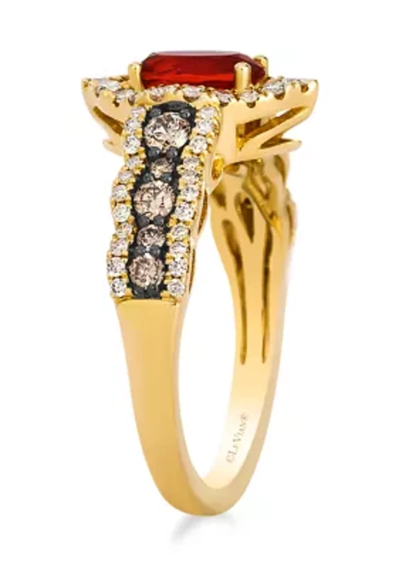 Ring featuring 3/8 ct. t.w. Neon Tangerine Fire Opal®, 1/3 ct. t.w. Chocolate Diamonds®, 1/3 ct. t.w. Nude Diamonds™ set in 14K Honey Gold™