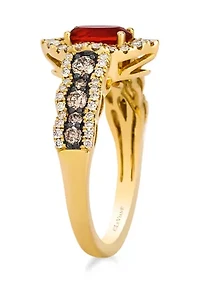 Ring featuring 3/8 ct. t.w. Neon Tangerine Fire Opal®, 1/3 ct. t.w. Chocolate Diamonds®, 1/3 ct. t.w. Nude Diamonds™ set in 14K Honey Gold™