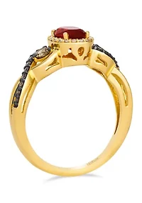 Ring featuring 3/8 ct. t.w. Opal®, 1/3 ct. t.w. Chocolate Diamonds®, 1/10 ct. t.w. Nude Diamonds™ set in 14K Honey Gold™