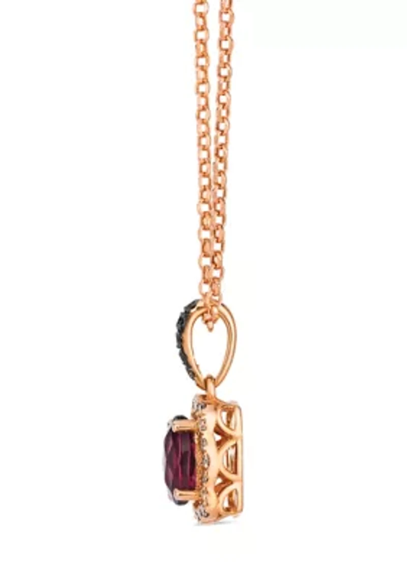 Pendant featuring 1 ct. t.w. Raspberry Rhodolite®, 1/20 ct. t.w. Chocolate Diamonds®, 1/8 ct. t.w. Nude Diamonds™ set in 14K Strawberry Gold®