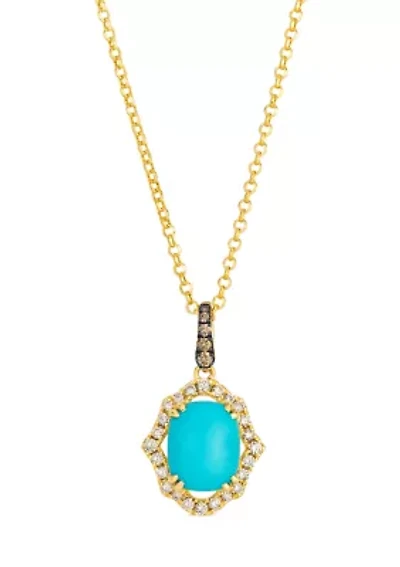 Pendant featuring 2 ct. t.w. Robin's Egg Blue Turquoise™, 1/20 ct. t.w. Chocolate Diamonds®, 1/4 ct. t.w. Nude Diamonds™ set in 14K Honey Gold™