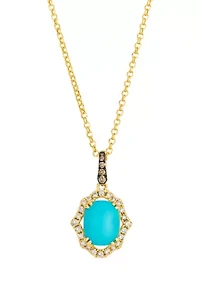 Pendant featuring 2 ct. t.w. Robin's Egg Blue Turquoise™, 1/20 ct. t.w. Chocolate Diamonds®, 1/4 ct. t.w. Nude Diamonds™ set in 14K Honey Gold™