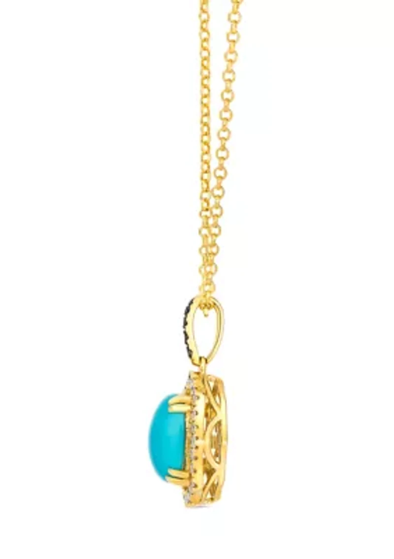 Pendant featuring 2 ct. t.w. Robin's Egg Blue Turquoise™, 1/20 ct. t.w. Chocolate Diamonds®, 1/4 ct. t.w. Nude Diamonds™ set in 14K Honey Gold™