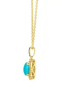 Pendant featuring 2 ct. t.w. Robin's Egg Blue Turquoise™, 1/20 ct. t.w. Chocolate Diamonds®, 1/4 ct. t.w. Nude Diamonds™ set in 14K Honey Gold™