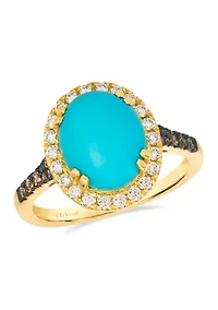 Ring featuring 3.75 ct. t.w. Robin's Egg Blue Turquoise™, 1/6 ct. t.w. Chocolate Diamonds®, 1/3 ct. t.w. Nude Diamonds™ set in 14K Honey Gold™