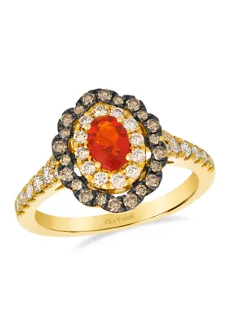 Ring featuring 1/4 ct. t.w. Neon Tangerine Fire Opal®, 3/8 ct. t.w. Nude Diamonds™, 1/4 ct. t.w. Chocolate Diamonds® set in 14K Honey Gold™