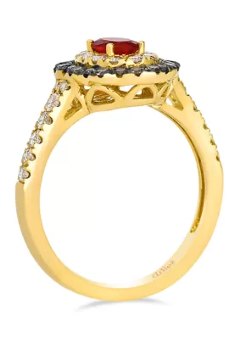Ring featuring 1/4 ct. t.w. Neon Tangerine Fire Opal®, 3/8 ct. t.w. Nude Diamonds™, 1/4 ct. t.w. Chocolate Diamonds® set in 14K Honey Gold™