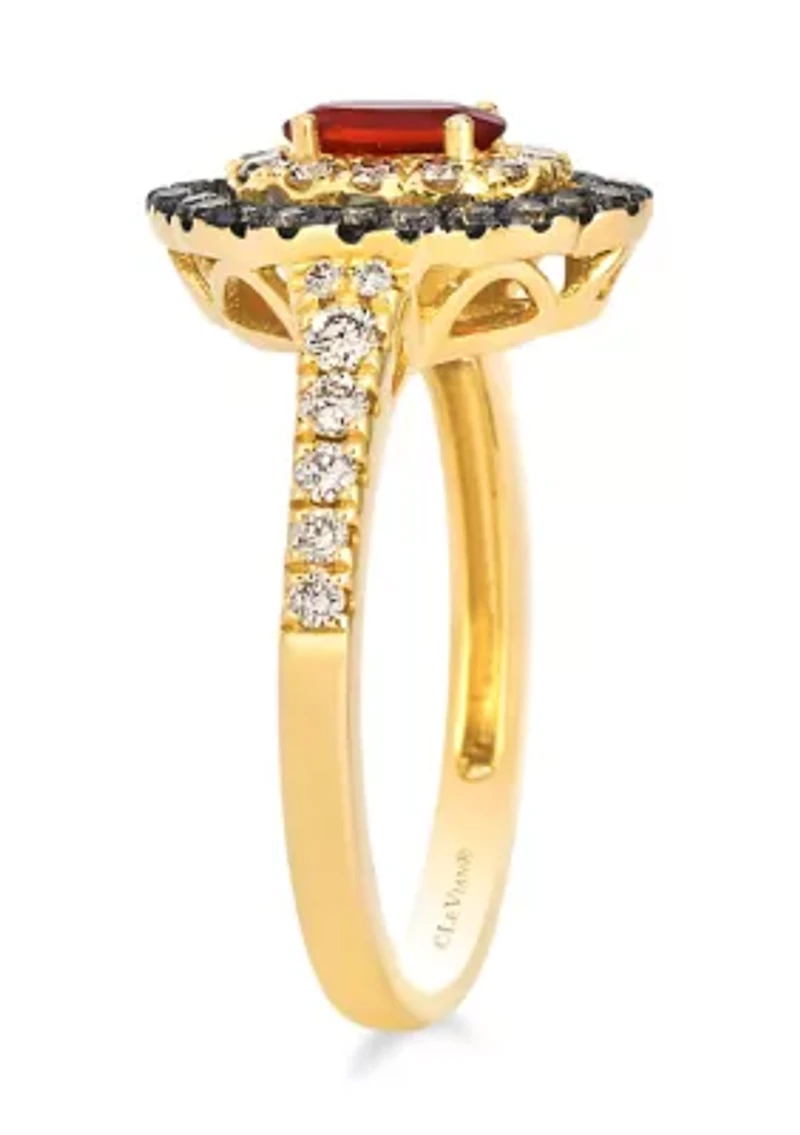 Ring featuring 1/4 ct. t.w. Neon Tangerine Fire Opal®, 3/8 ct. t.w. Nude Diamonds™, 1/4 ct. t.w. Chocolate Diamonds® set in 14K Honey Gold™
