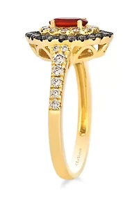 Ring featuring 1/4 ct. t.w. Neon Tangerine Fire Opal®, 3/8 ct. t.w. Nude Diamonds™, 1/4 ct. t.w. Chocolate Diamonds® set in 14K Honey Gold™
